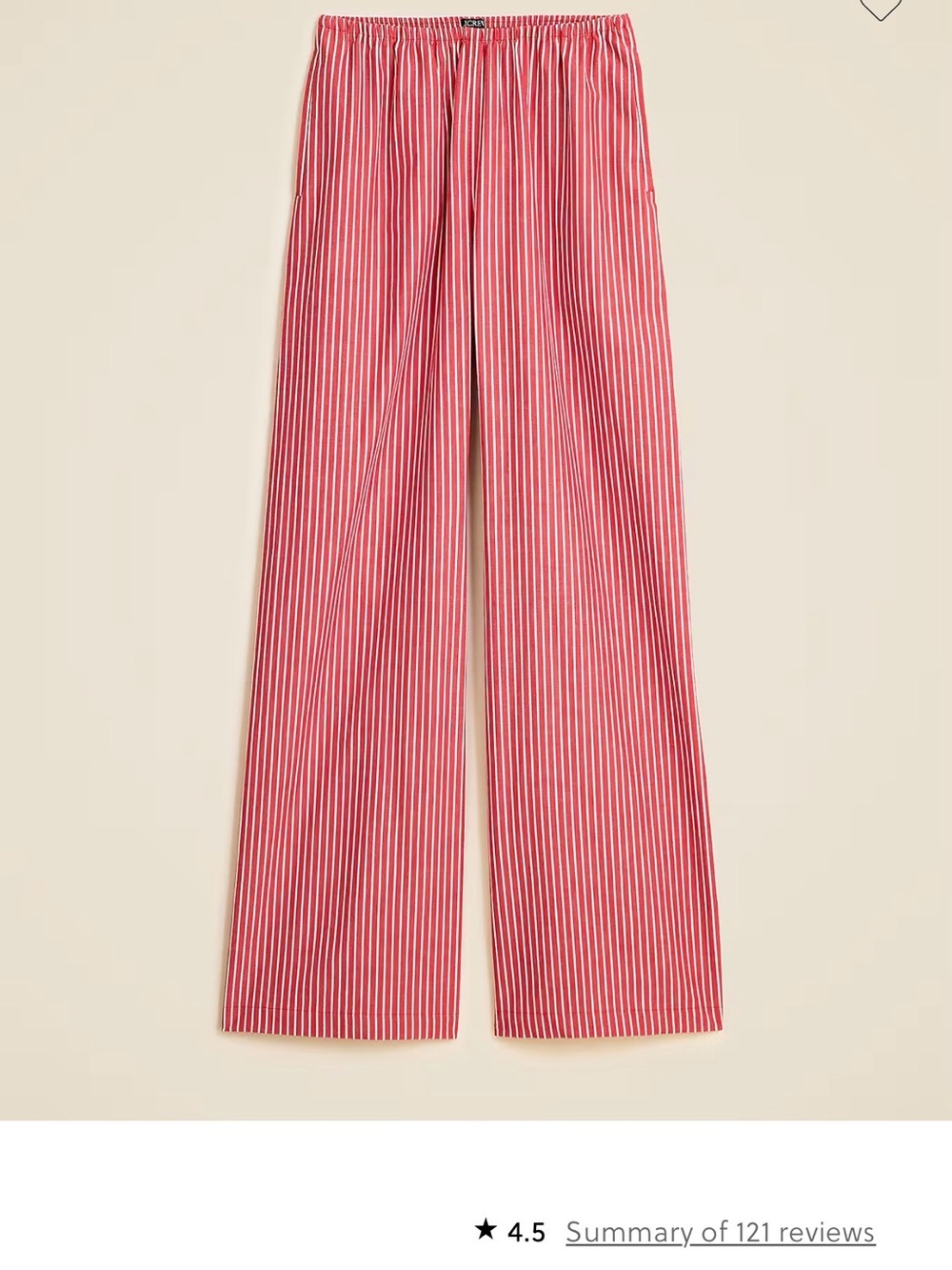 J Crew Cosmo pant in Oxford stripe, Red and White, NWT, size Small